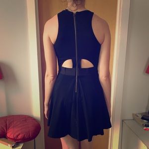 Black leather swing dress